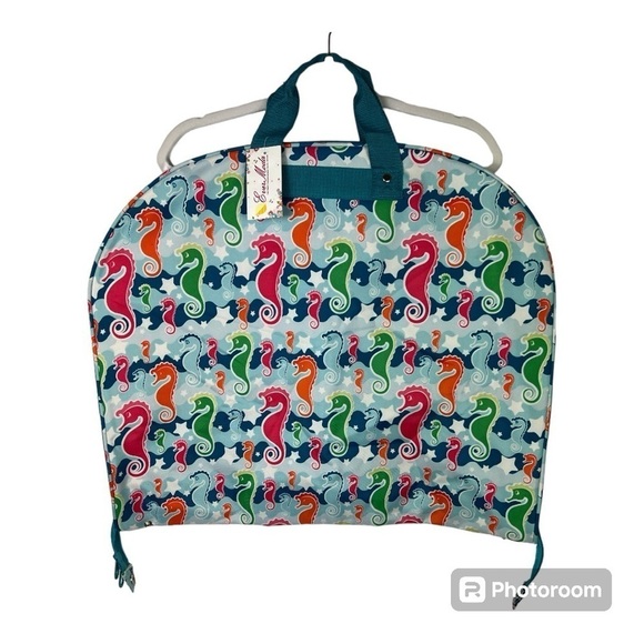 Seahorse Print Travel Garment Bag Blue NWT - Picture 1 of 9